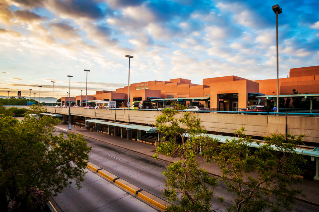 Wide shot of the Albuquerque Airport drop off location